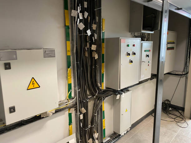 switch panel of switchgear electrical room at power plant.